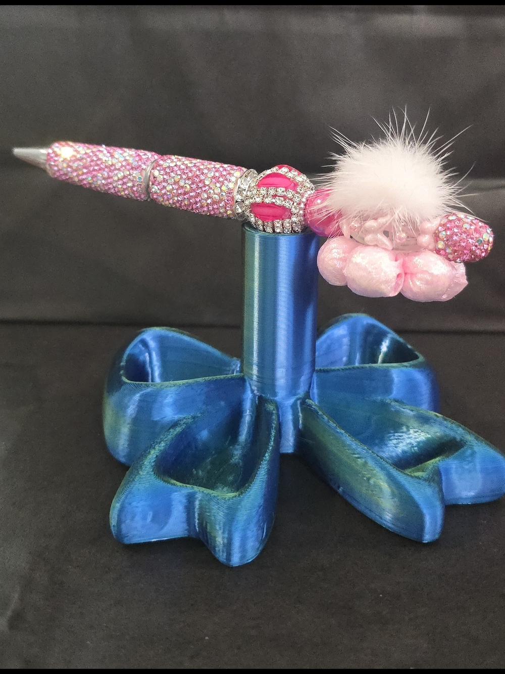 Sparkling Pink Crystal Pen with Pink Pom Pom